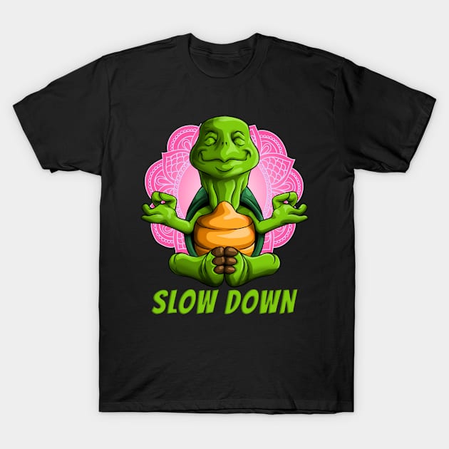 Slow Down Funny Yoga Turtle Namaste Workout Turtle Lovers T-Shirt by Blink_Imprints10